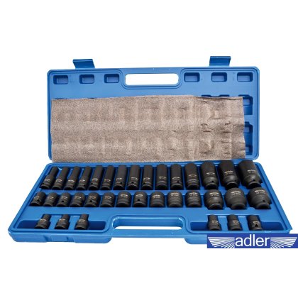 Nadstavce 6-hranné CrMo 8 - 32mm  dĺžka 38/78mm  1/2"   ADLER