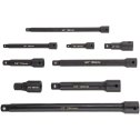 Predlžovacie rázové nadstavce CrMo 1,4", 1/2",  3/8" - sada 9 ks