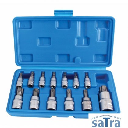 Nadstavce TORX s otvorom TX8 - TX70  1/4", 3/8", 1/2" - sada 13 ks