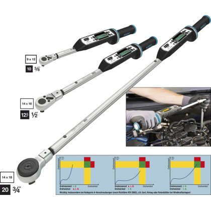 Elektronický momentový kľúč/uhlový kľúč Basic 40-400Nm HAZET