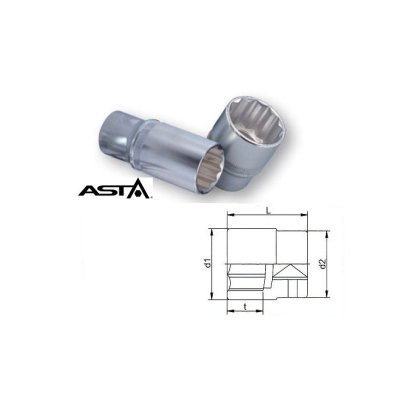 Nadstavec 12-hranný 8mm 3/8"  CrV, L 63mm  ASTA