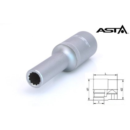 Nadstavec 1/2" 12-hranný 8mm CrV L77mm ASTA