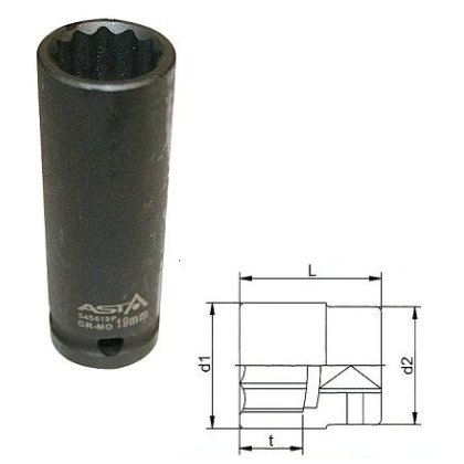 Nadstavec 1/2" 12-hranný rázový 32mm CrMo L78mm ASTA