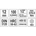Nadstavec 1/2" HEX12  L100mm YATO